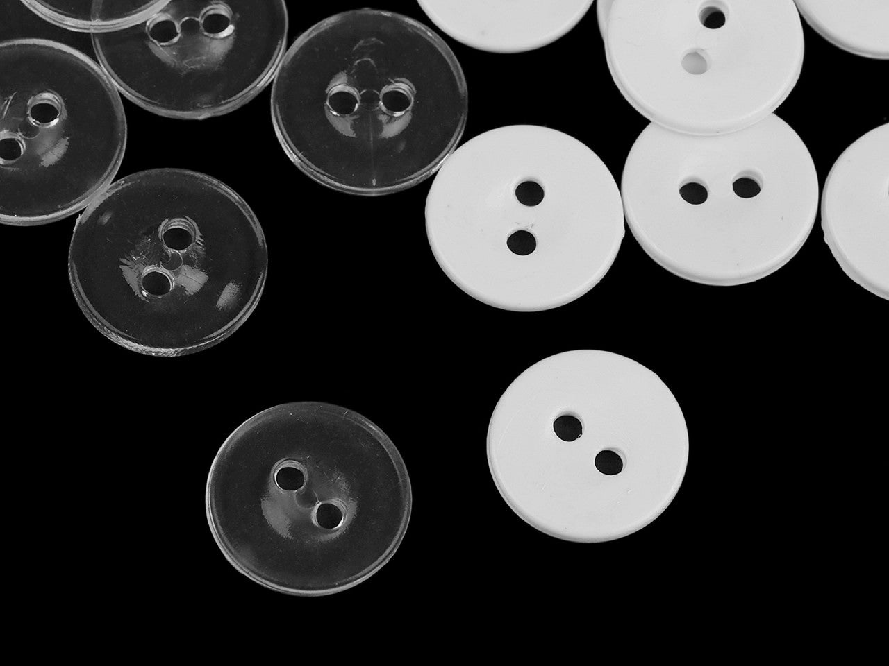 Boutons transparents, tailles 24', lavables jusqu’à 95 ° C