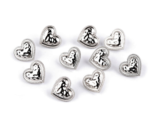 Bouton métallique Cœur, taille 18'