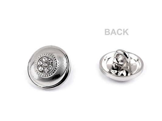 Bouton métallique avec strass, taille 16'