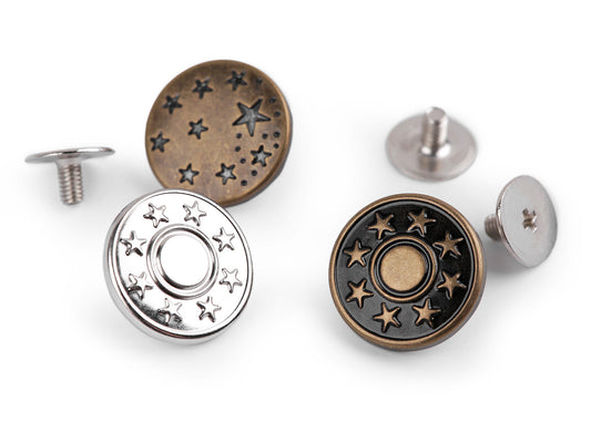 Bouton de jean métallique avec vis, taille 26'