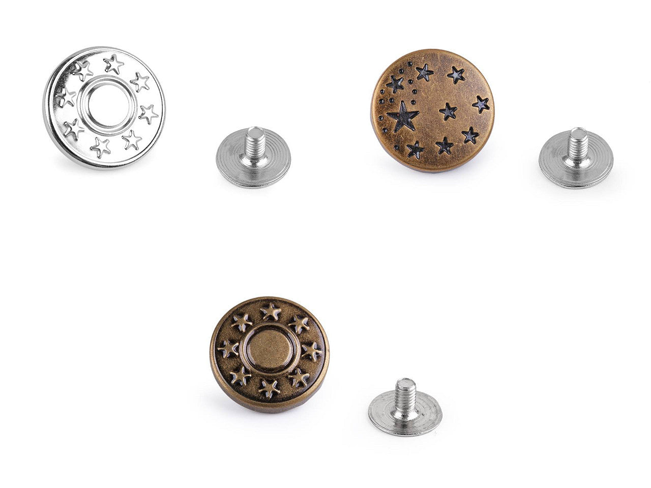 Bouton de jean métallique avec vis, taille 26'