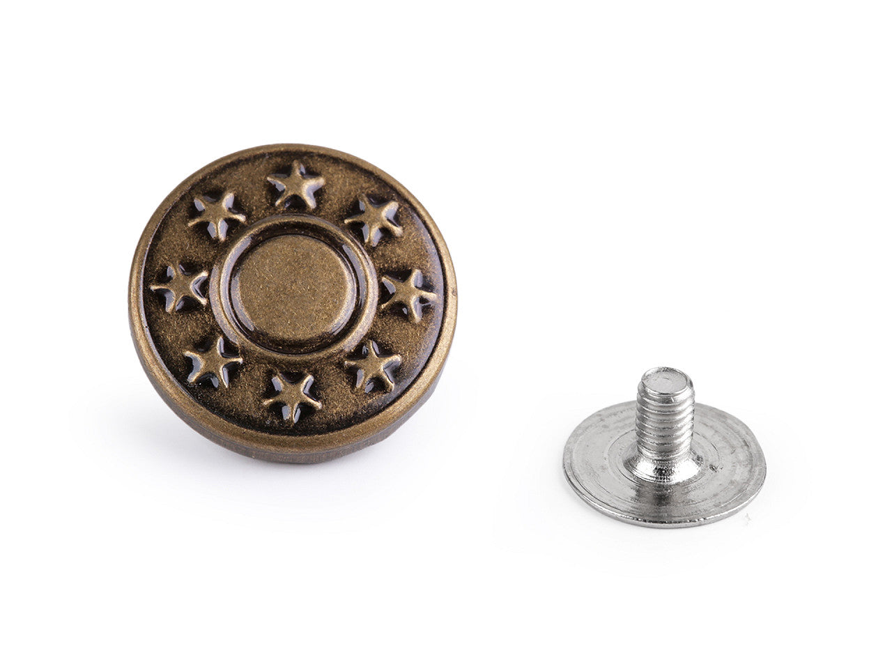 Bouton de jean métallique avec vis, taille 26'