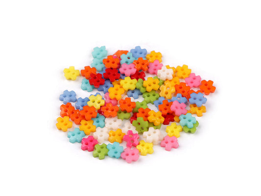 Mini bouton pour poupées et figurines, Ø 6 mm / Cœur, Étoile, Fleur