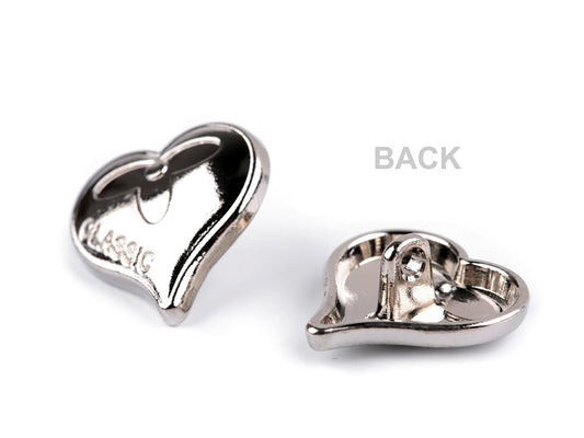 Bouton Cœur métallique, taille 24'; 28'