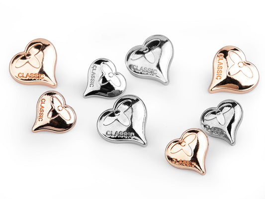 Bouton Cœur métallique, taille 24'; 28'