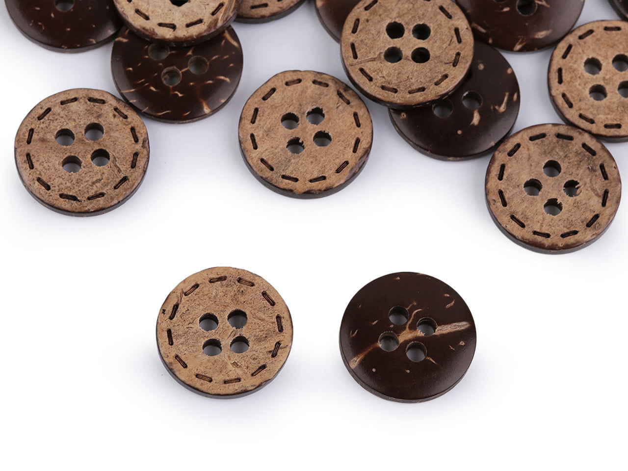 Bouton double face en noix de coco, taille 24', 28', 36', 40', 48'