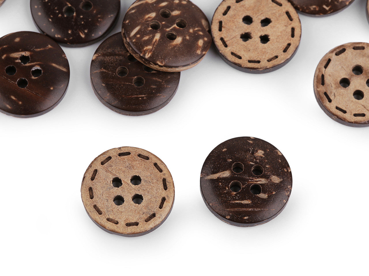 Bouton double face en noix de coco, taille 24', 28', 36', 40', 48'