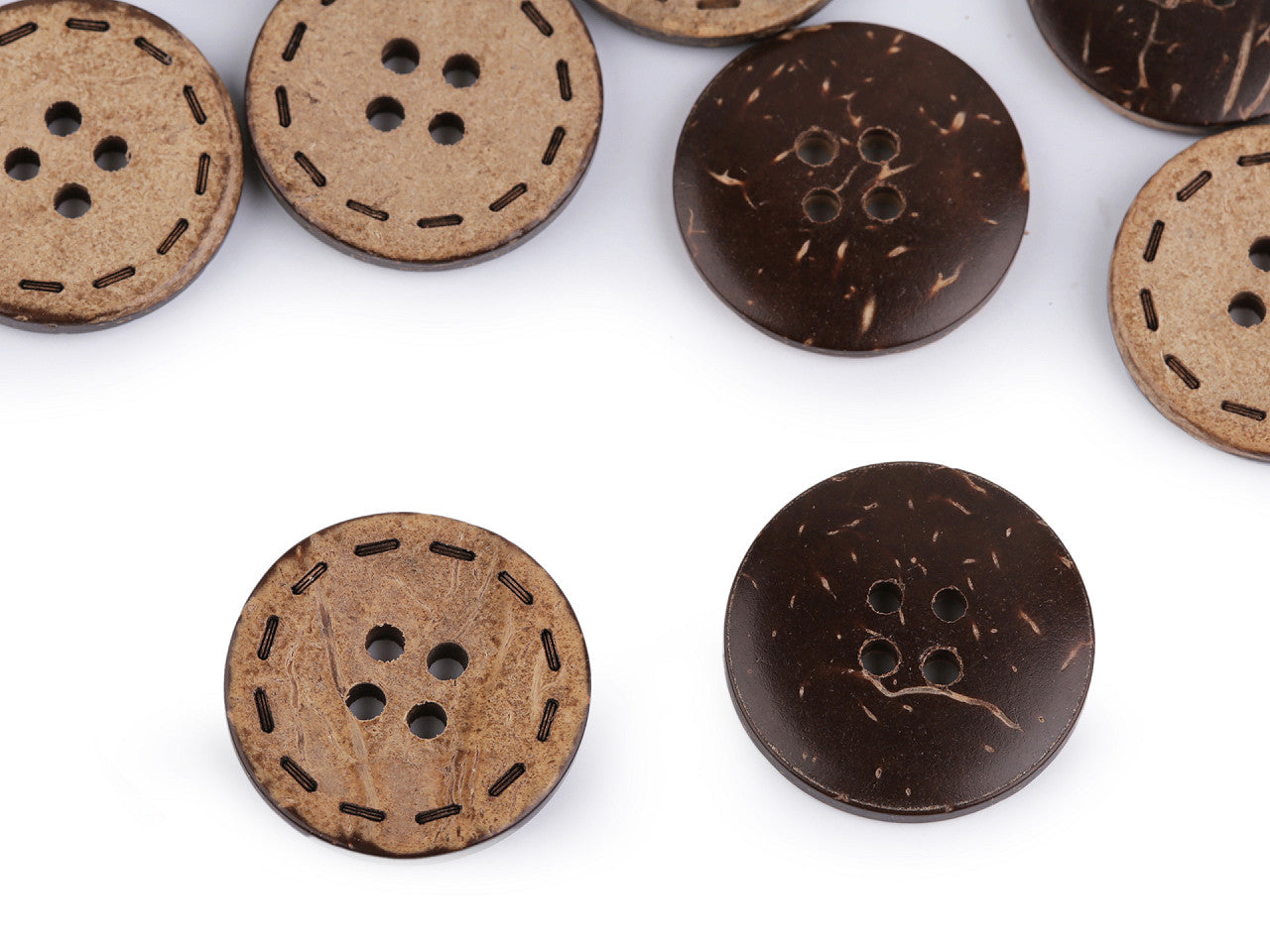 Bouton double face en noix de coco, taille 24', 28', 36', 40', 48'