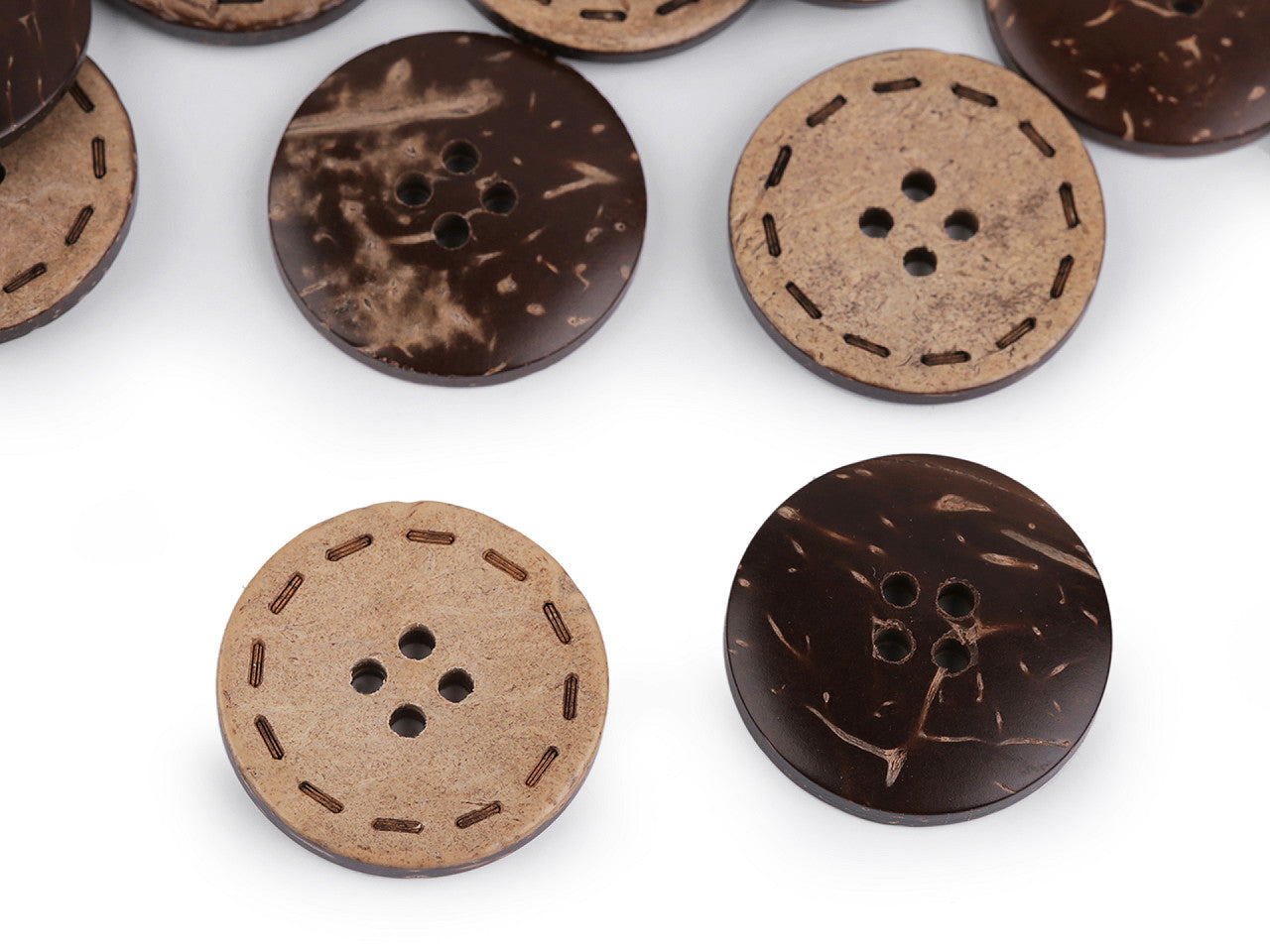 Bouton double face en noix de coco, taille 24', 28', 36', 40', 48'