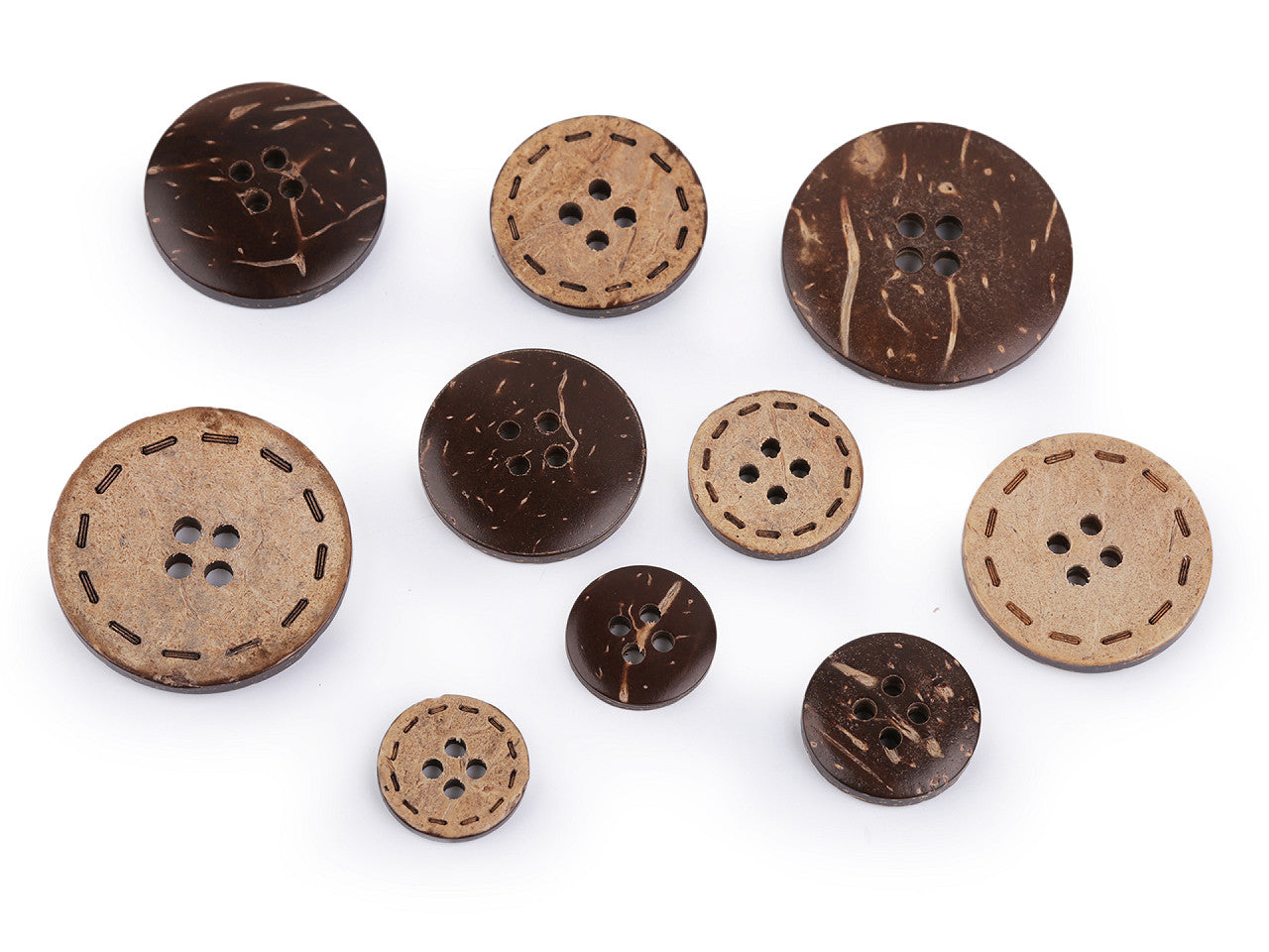 Bouton double face en noix de coco, taille 24', 28', 36', 40', 48'