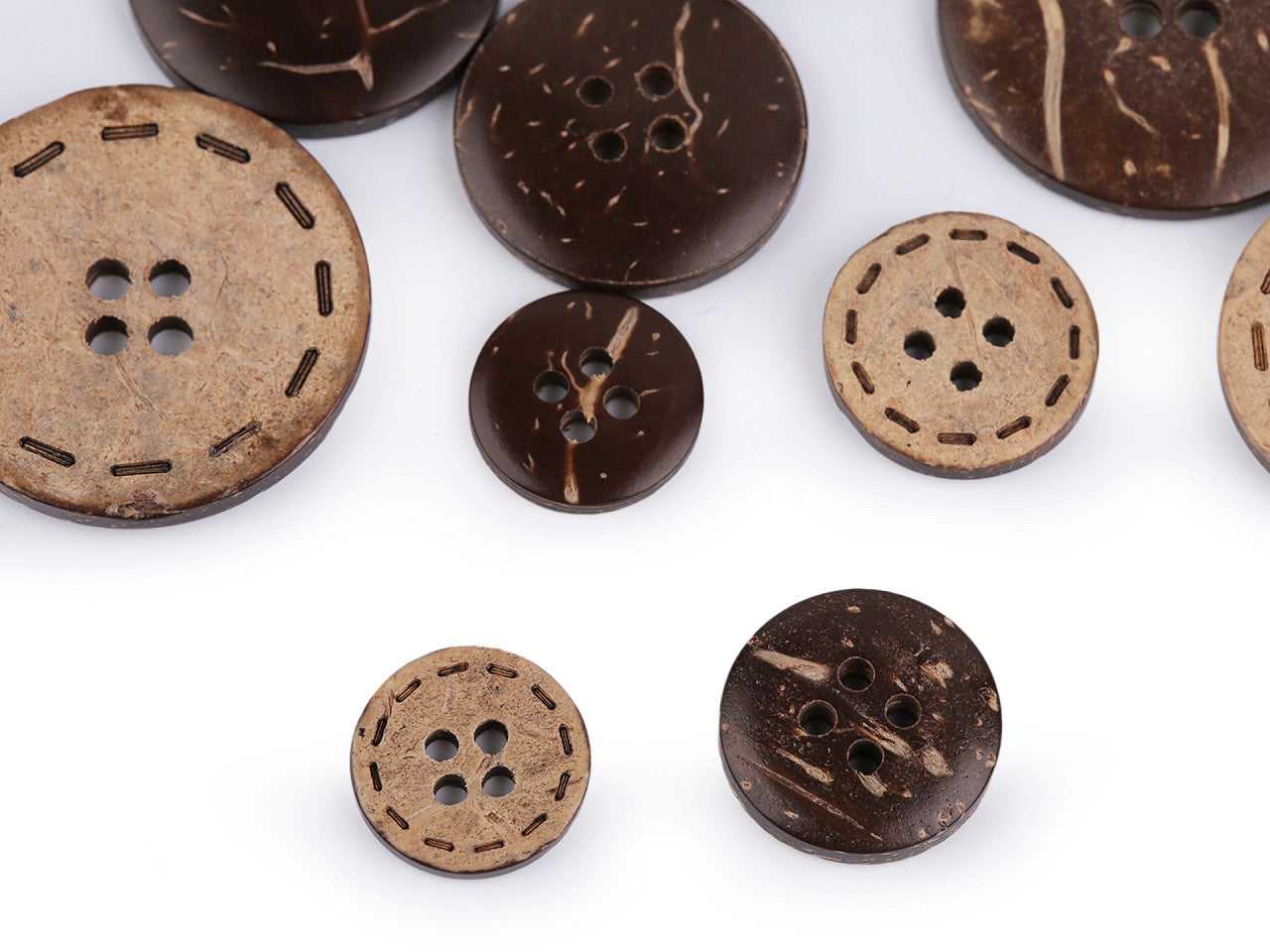 Bouton double face en noix de coco, taille 24', 28', 36', 40', 48'