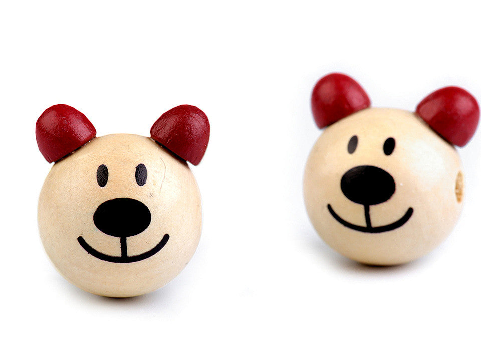 Perle en bois Tête d’ours, Ø 24 mm