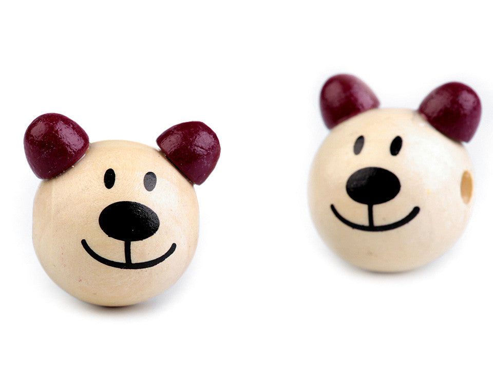 Perle en bois Tête d’ours, Ø 24 mm