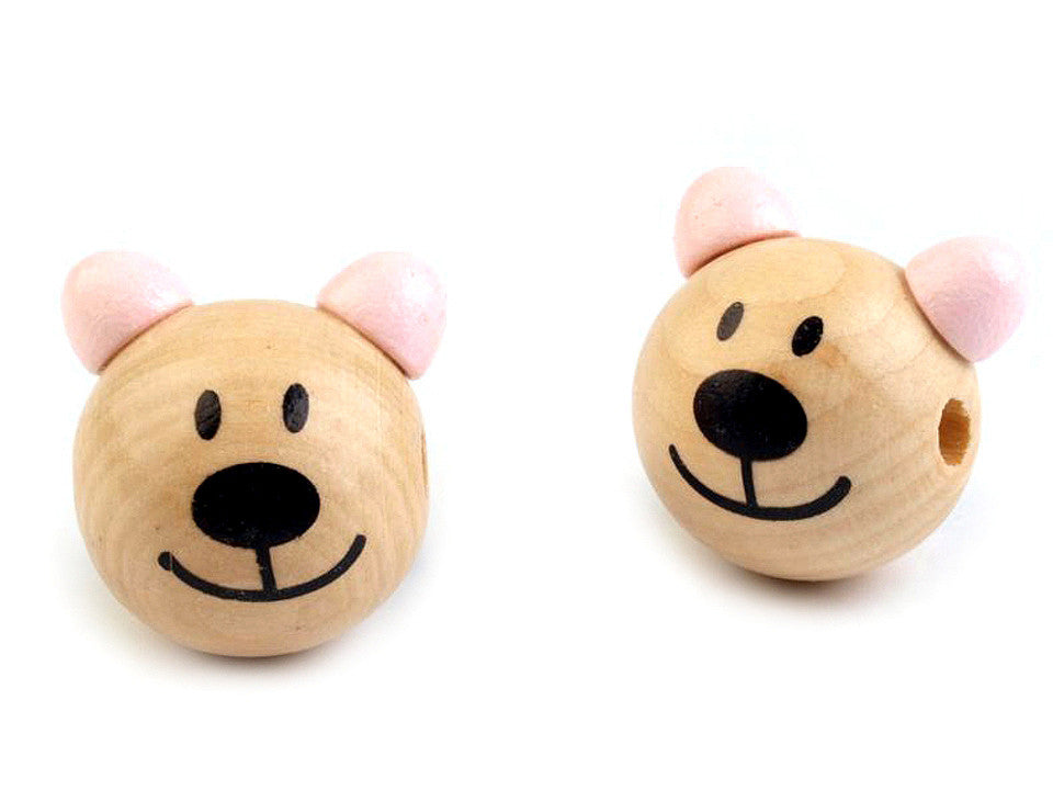Perle en bois Tête d’ours, Ø 24 mm