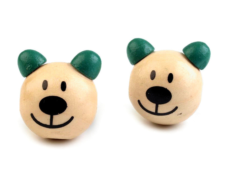 Perle en bois Tête d’ours, Ø 24 mm