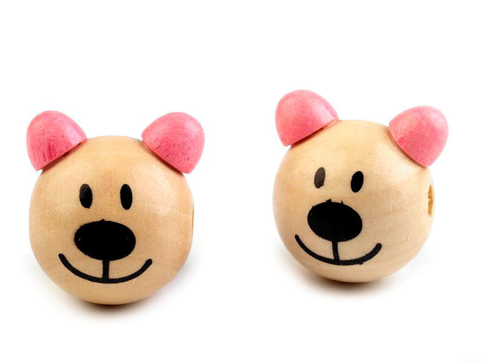 Perle en bois Tête d’ours, Ø 24 mm