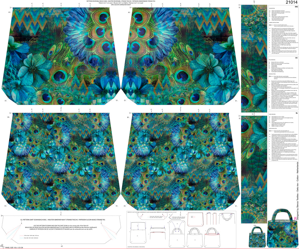 Panneau toile pour sac cabas - PAONS 21014
