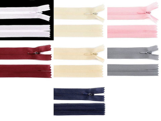 Fermeture à glissière invisible en nylon No 3, longueur 35 cm, Dederon