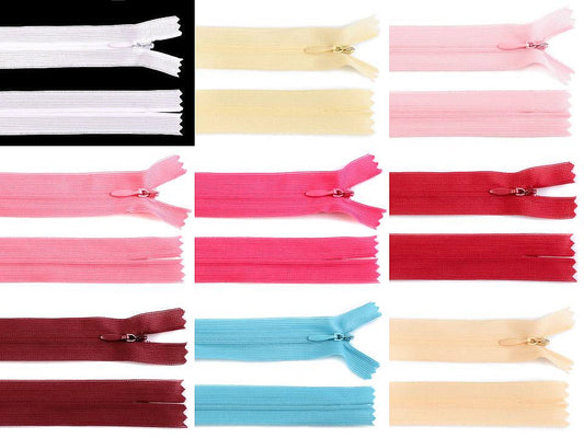 Fermeture à glissière invisible en nylon No 3, longueur 60 cm, Dederon