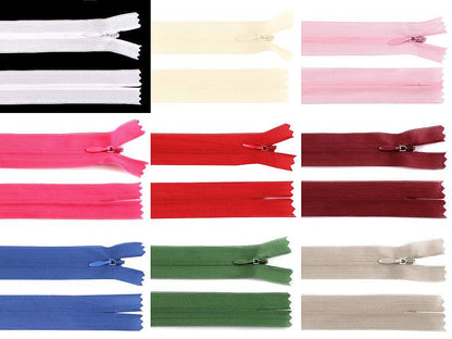 Fermeture à glissière invisible en nylon No 3, longueur 30 cm, Dederon