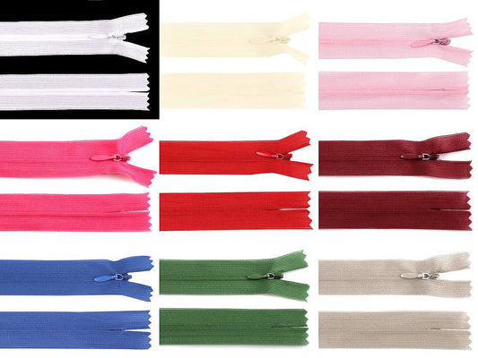 Fermeture à glissière invisible en nylon No 3, longueur 30 cm, Dederon