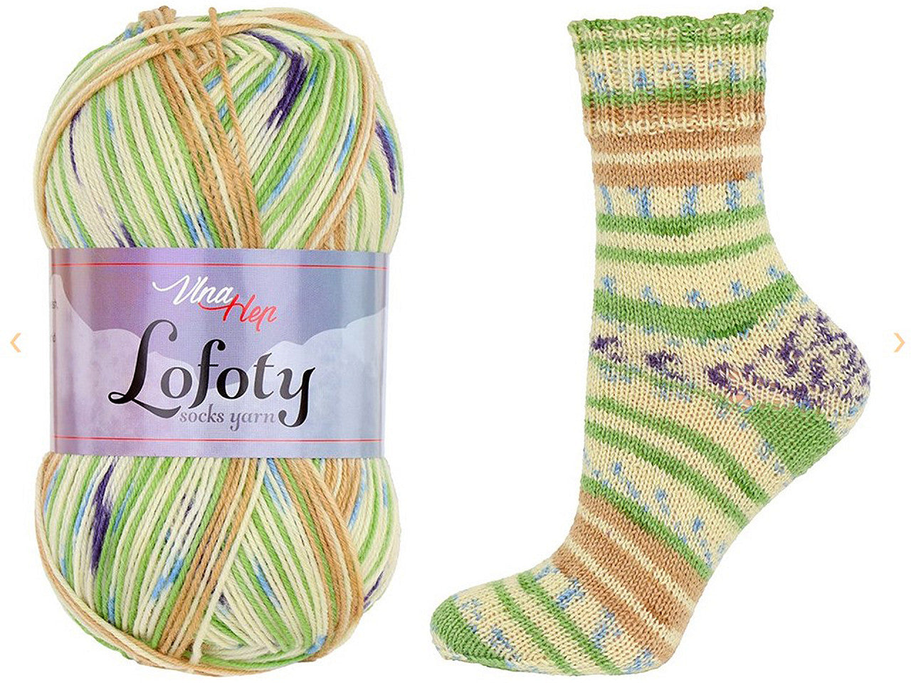 Fil à tricoter auto-motifs Lofoty pour chaussettes, 100 g