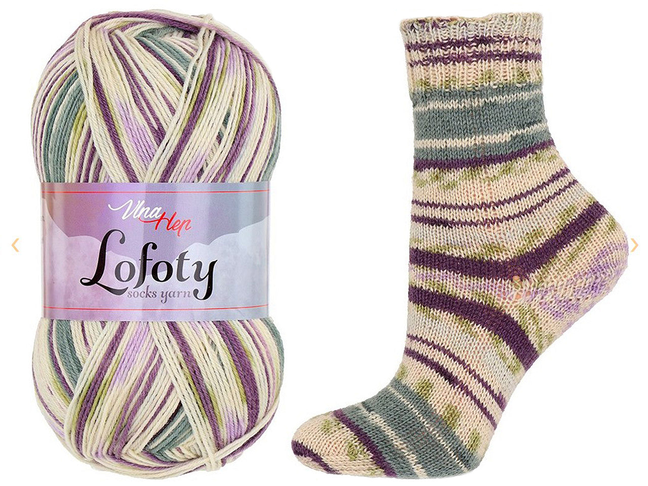 Fil à tricoter auto-motifs Lofoty pour chaussettes, 100 g