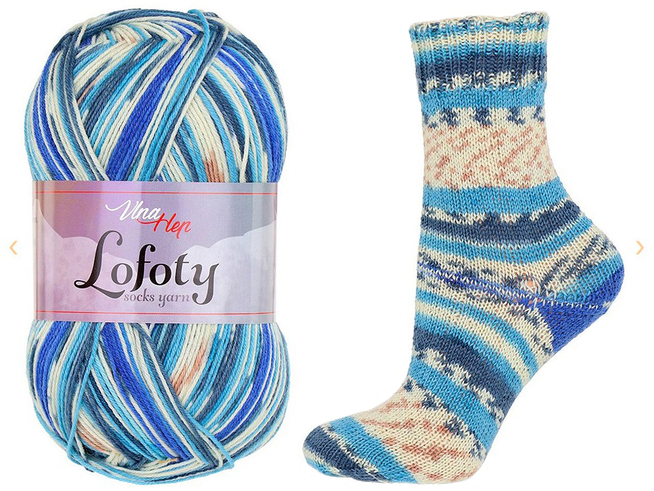 Fil à tricoter auto-motifs Lofoty pour chaussettes, 100 g
