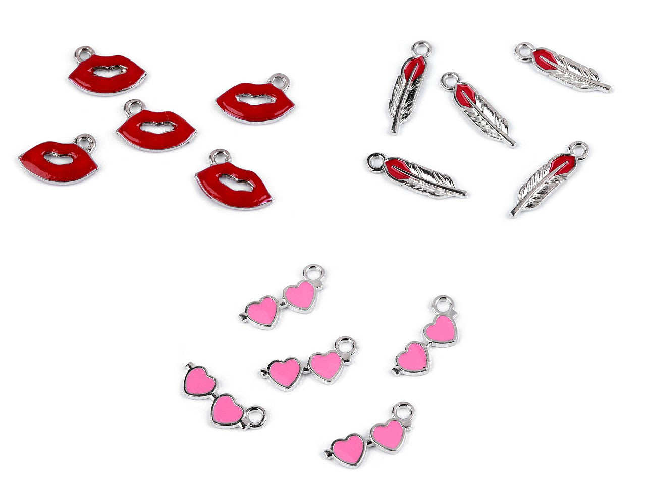 Breloque/Tirette de FAG - Lèvres, Plume, Sucette, Cœur, Champignon - 5pc