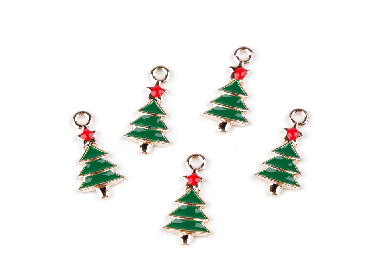 Pendentif/Tirette de fermeture éclair métallique, Sapin de Noël - 5pc