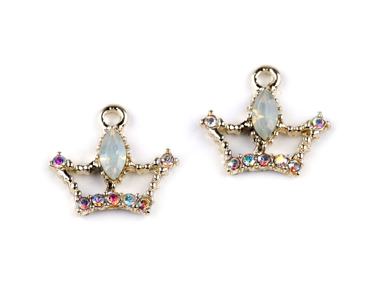 Breloque métallique/Tirette de fermeture Éclair avec strass - Cœur, Violon, Couronne - 2pc