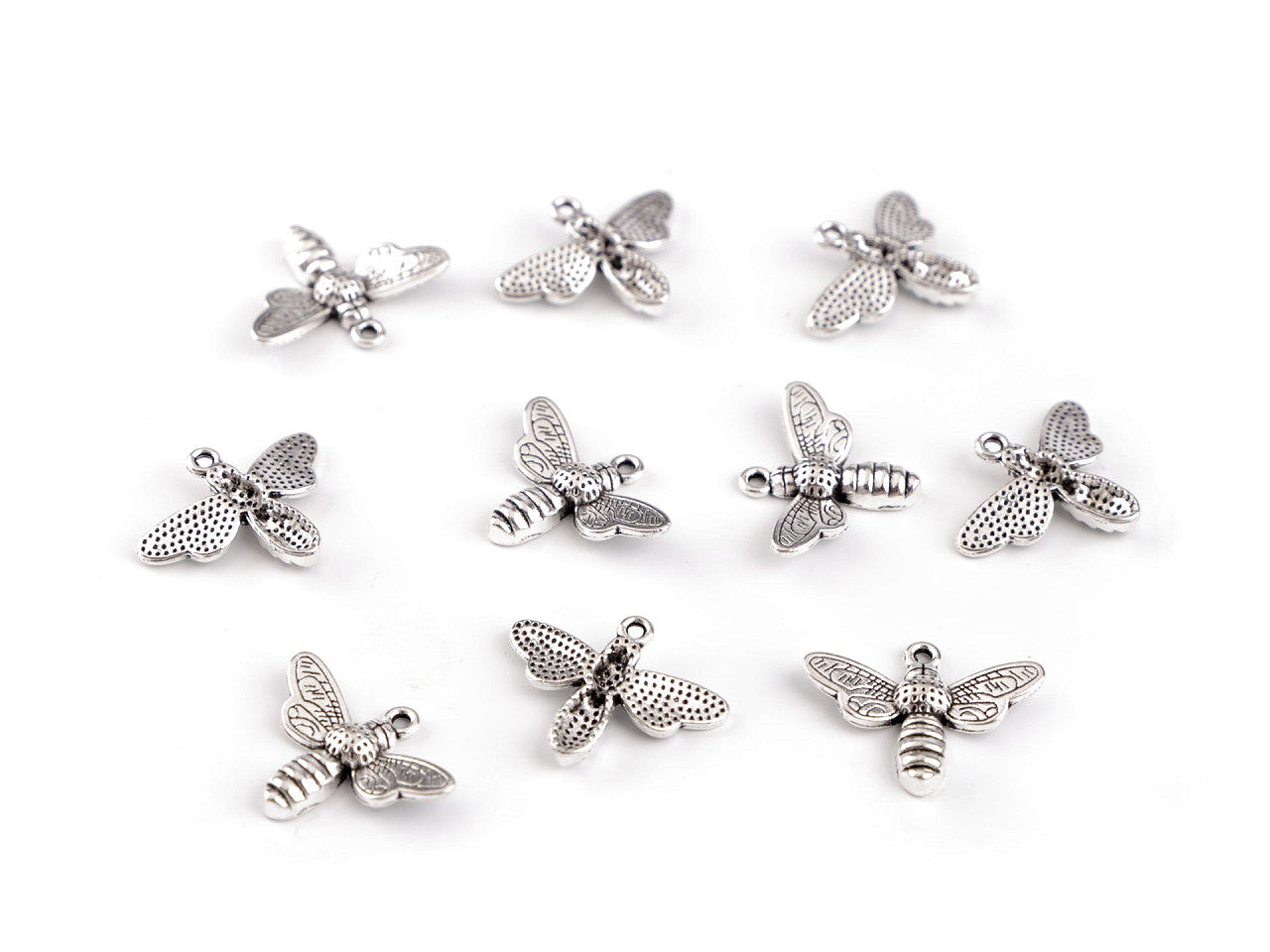 Breloque/Tirette de fermeture Éclair métallique - abeille, 19 x 15 mm - 10pc