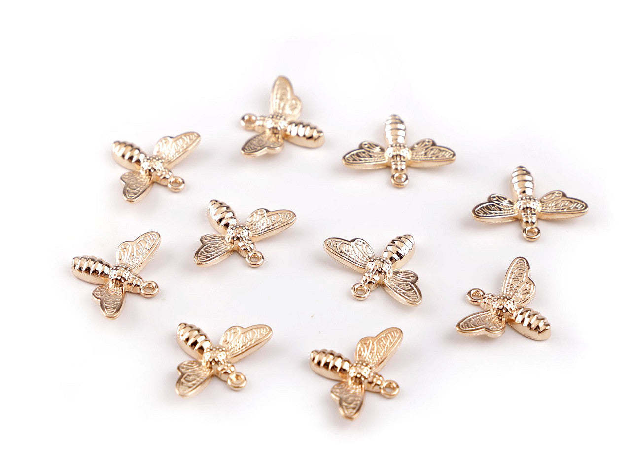 Breloque/Tirette de fermeture Éclair métallique - abeille, 19 x 15 mm - 10pc