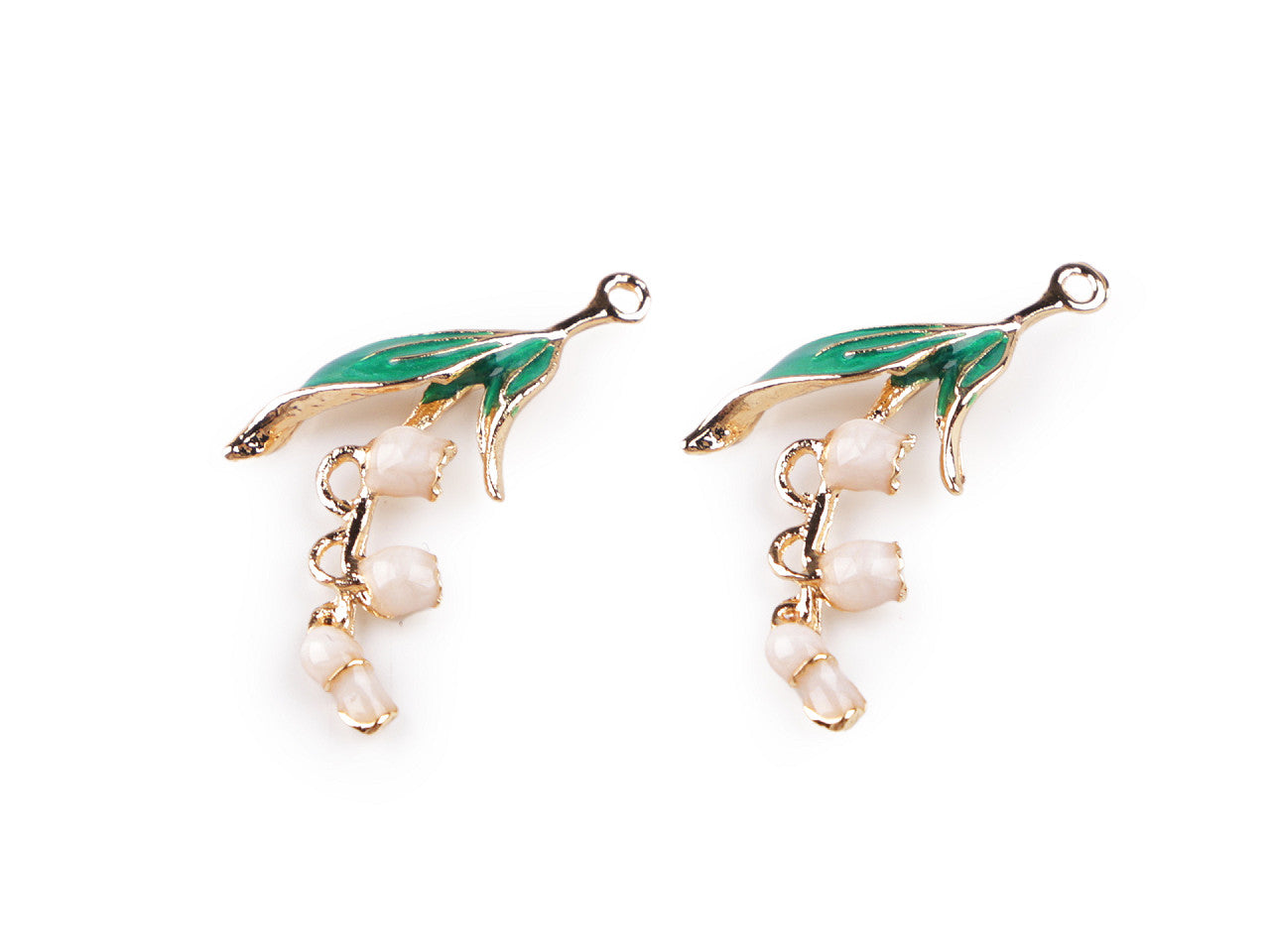 Breloque métallique/Tirette de fermeture Éclair - Cœur, Muguet - 2pc