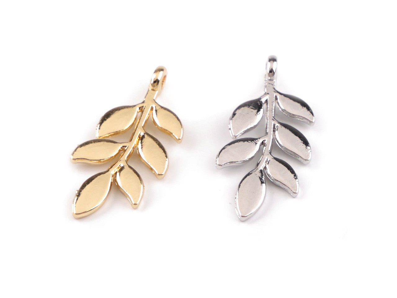 Breloque métallique/Tirette de fermeture Éclair - Feuille, 12 x 24 mm - 3pc