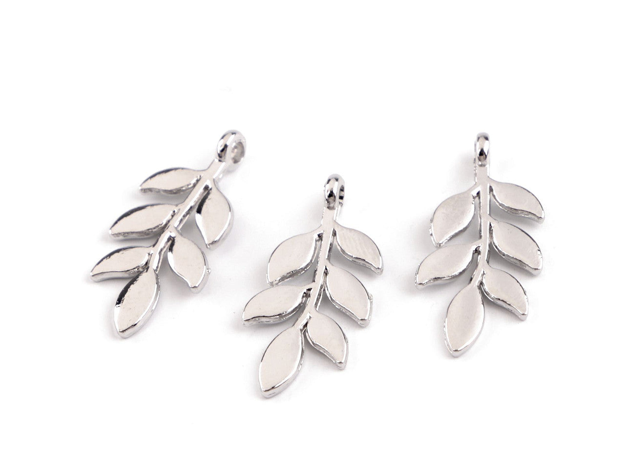 Breloque métallique/Tirette de fermeture Éclair - Feuille, 12 x 24 mm - 3pc