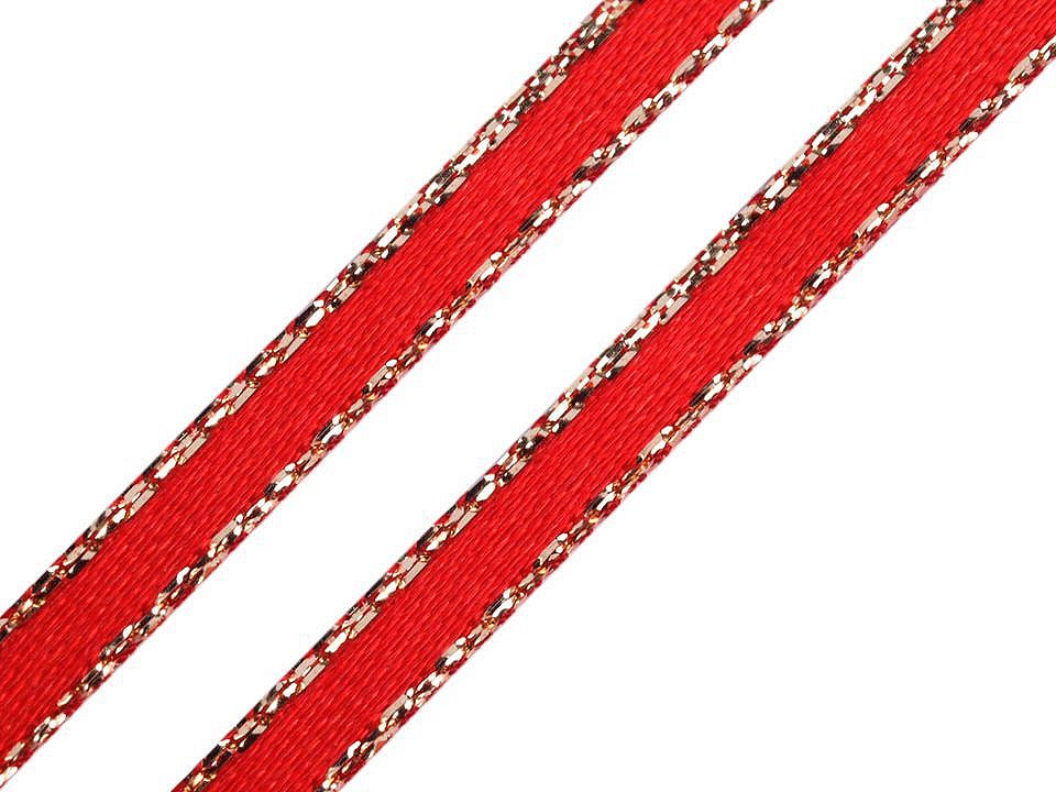 Ruban double face satiné avec lurex, largeur 3 mm, Noël