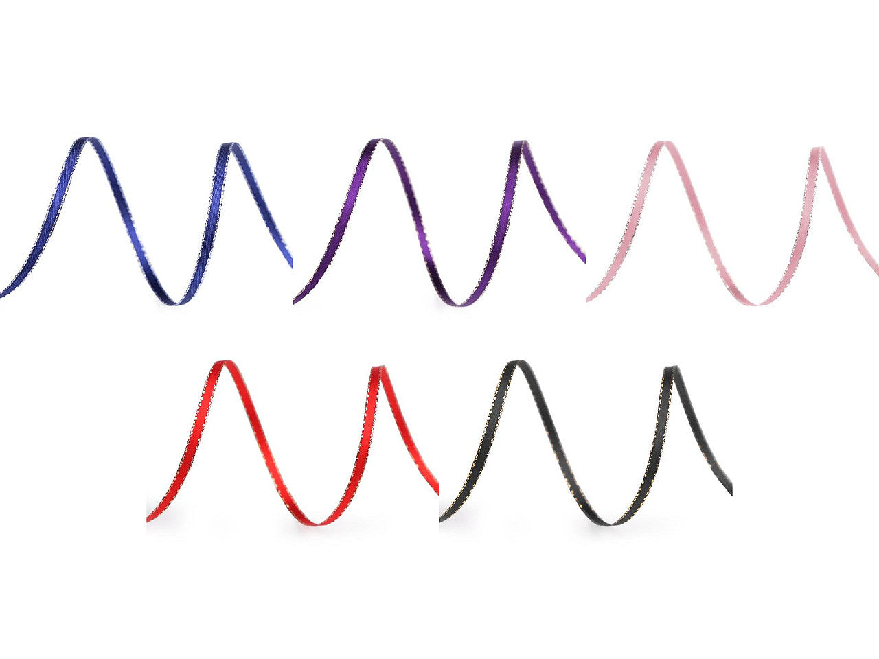 Ruban double face satiné avec lurex, largeur 3 mm, Noël