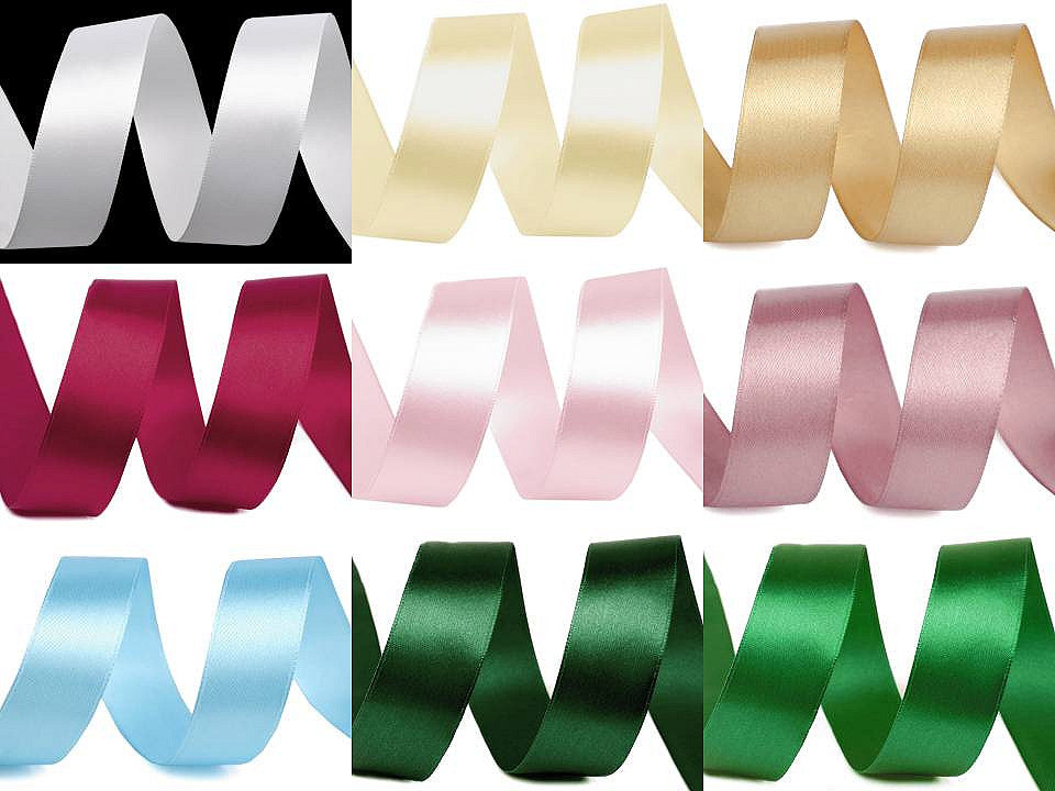 Paquets de ruban satiné par 5 m, largeur 20 mm