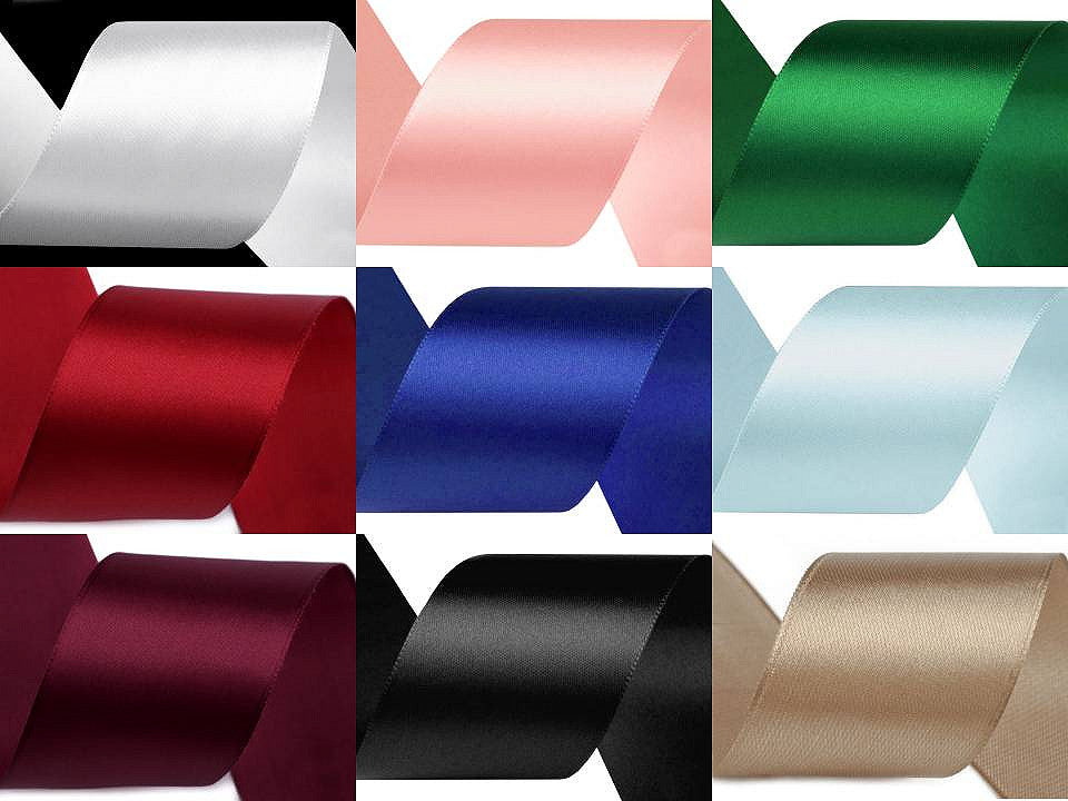 Paquets de ruban satiné par 3 m, largeur 50 mm