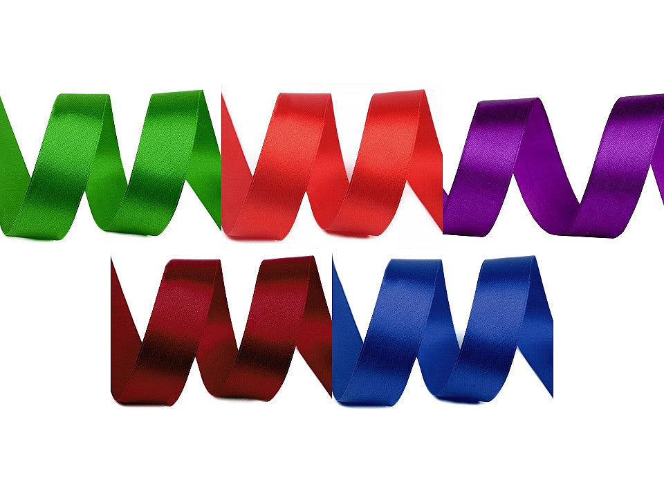 Paquets de ruban satiné par 5 m, largeur 25 mm