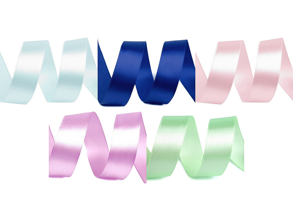 Paquets de ruban satiné par 5 m, largeur 25 mm