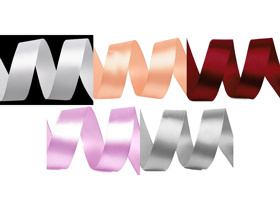 Paquets de ruban satiné par 5 m, largeur 25 mm