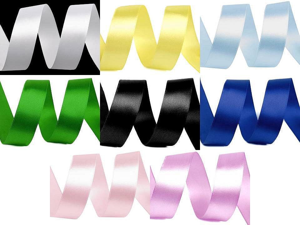 Paquets de ruban satiné par 5 m, largeur 25 mm