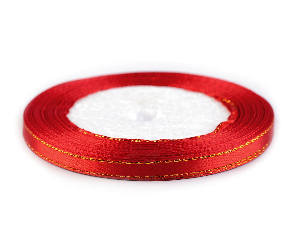 Ruban satiné de Noël avec lurex, largeur 6 mm