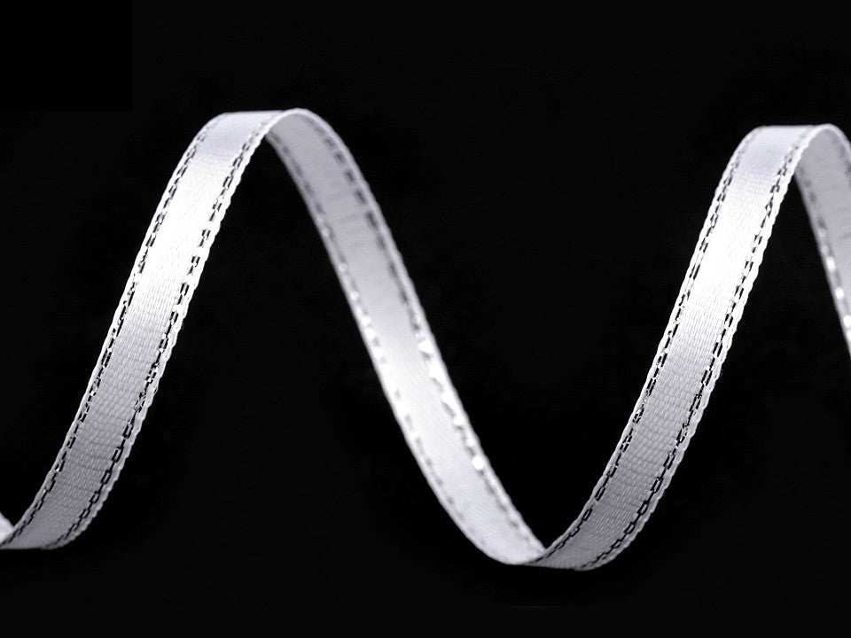 Ruban satiné de Noël avec lurex, largeur 6 mm