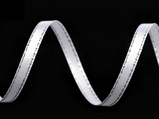 Ruban satiné de Noël avec lurex, largeur 6 mm