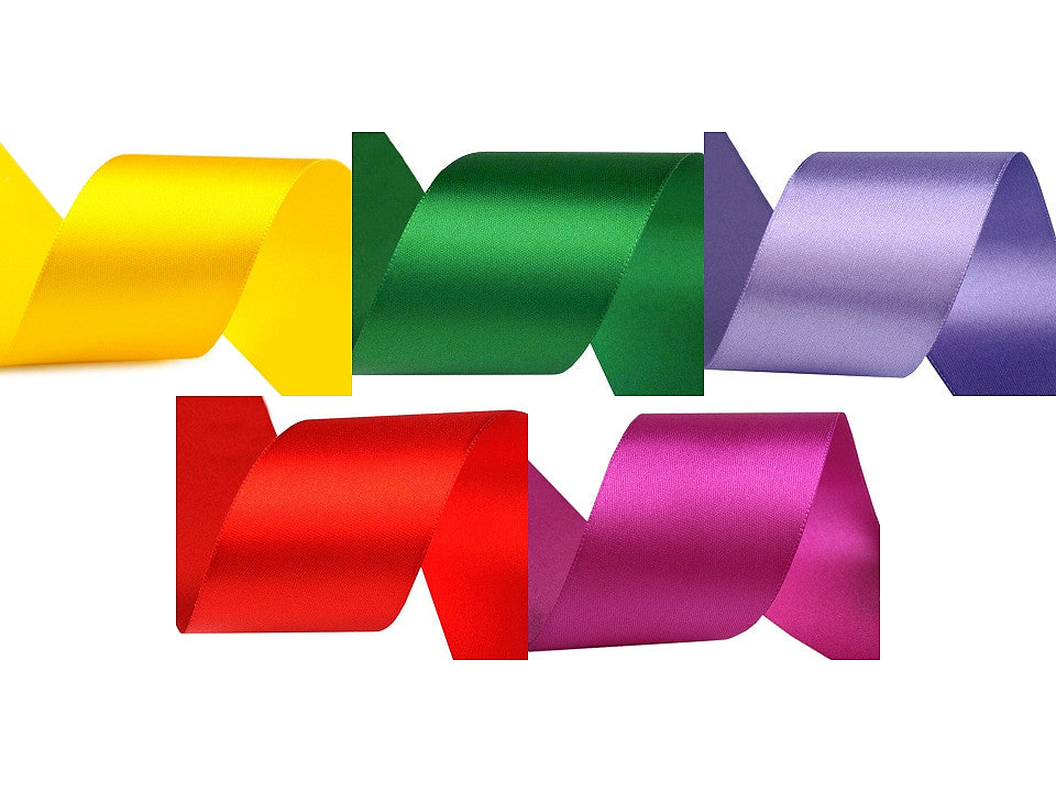Paquets de ruban satiné double face, par 5 m, largeur 50 mm