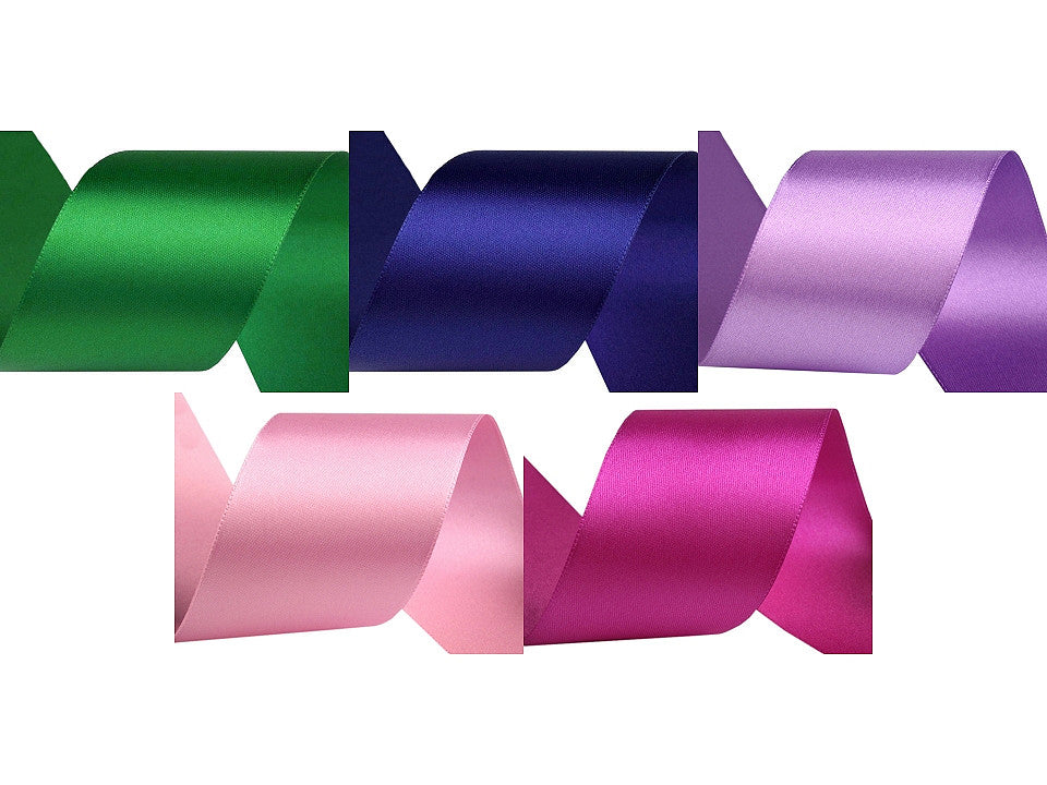 Paquets de ruban satiné double face, par 5 m, largeur 50 mm