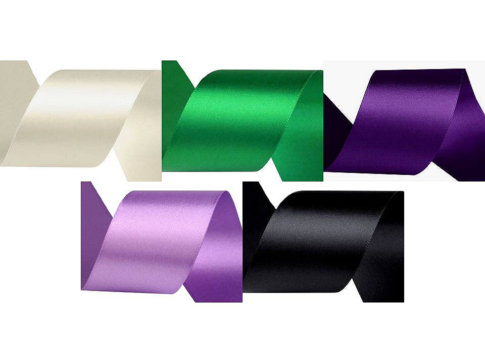 Paquets de ruban satiné double face, par 5 m, largeur 50 mm